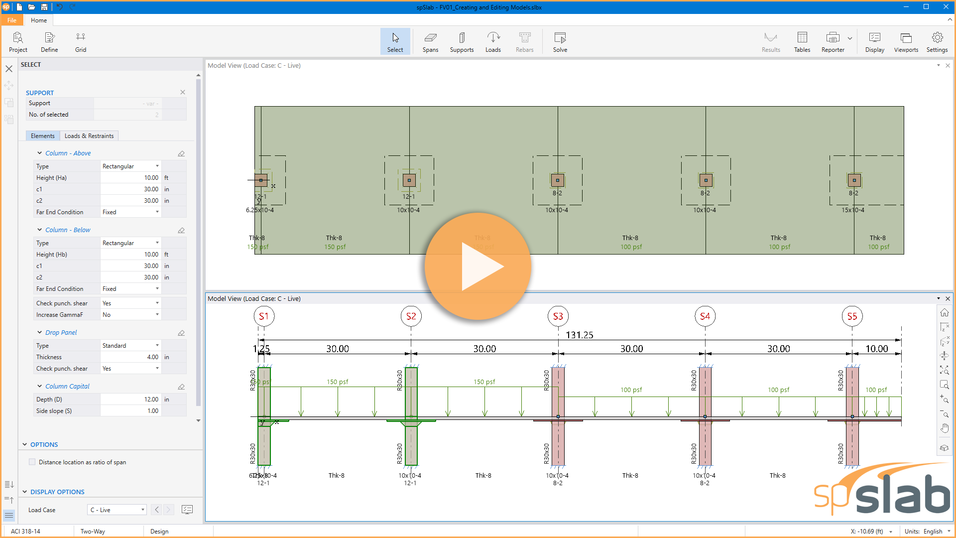 Create and Edit Concrete Slab Models in spSlab