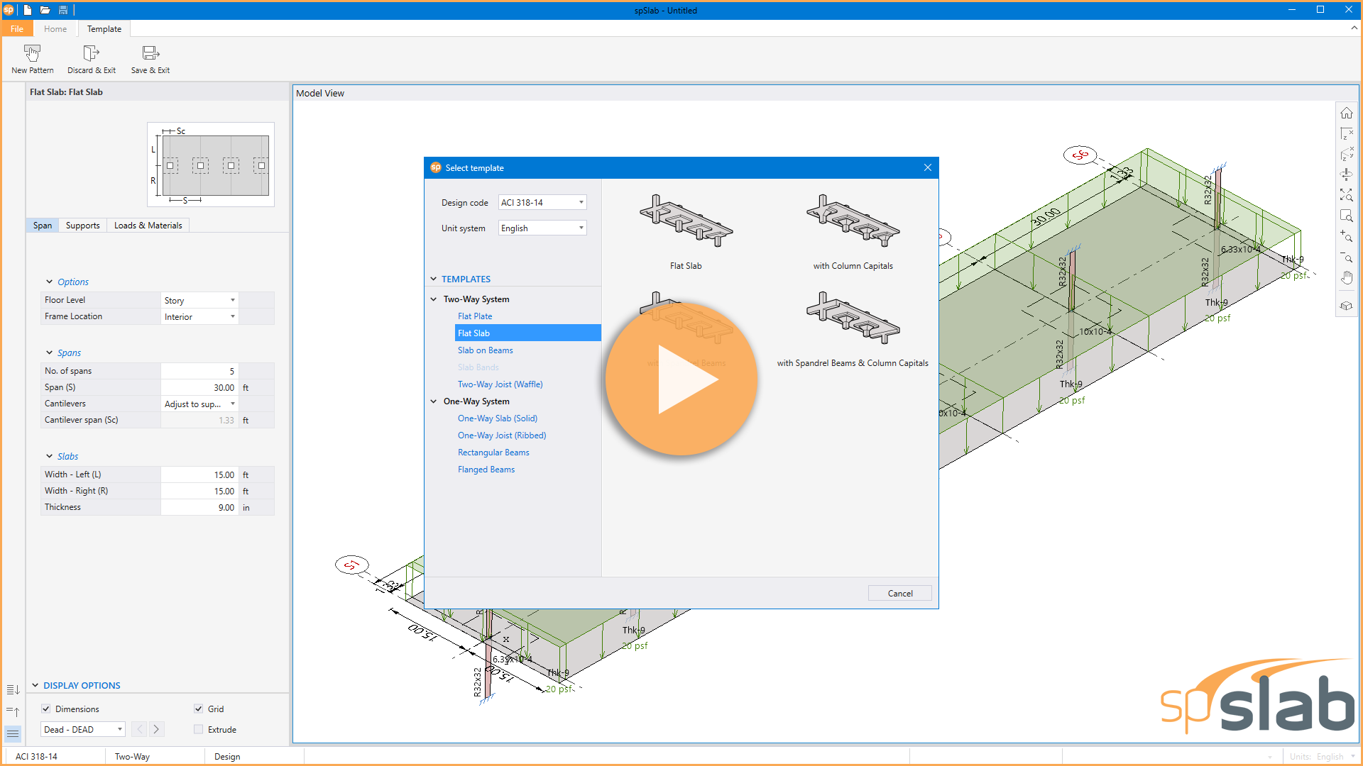 Create and Edit Concrete Slab Models in spSlab