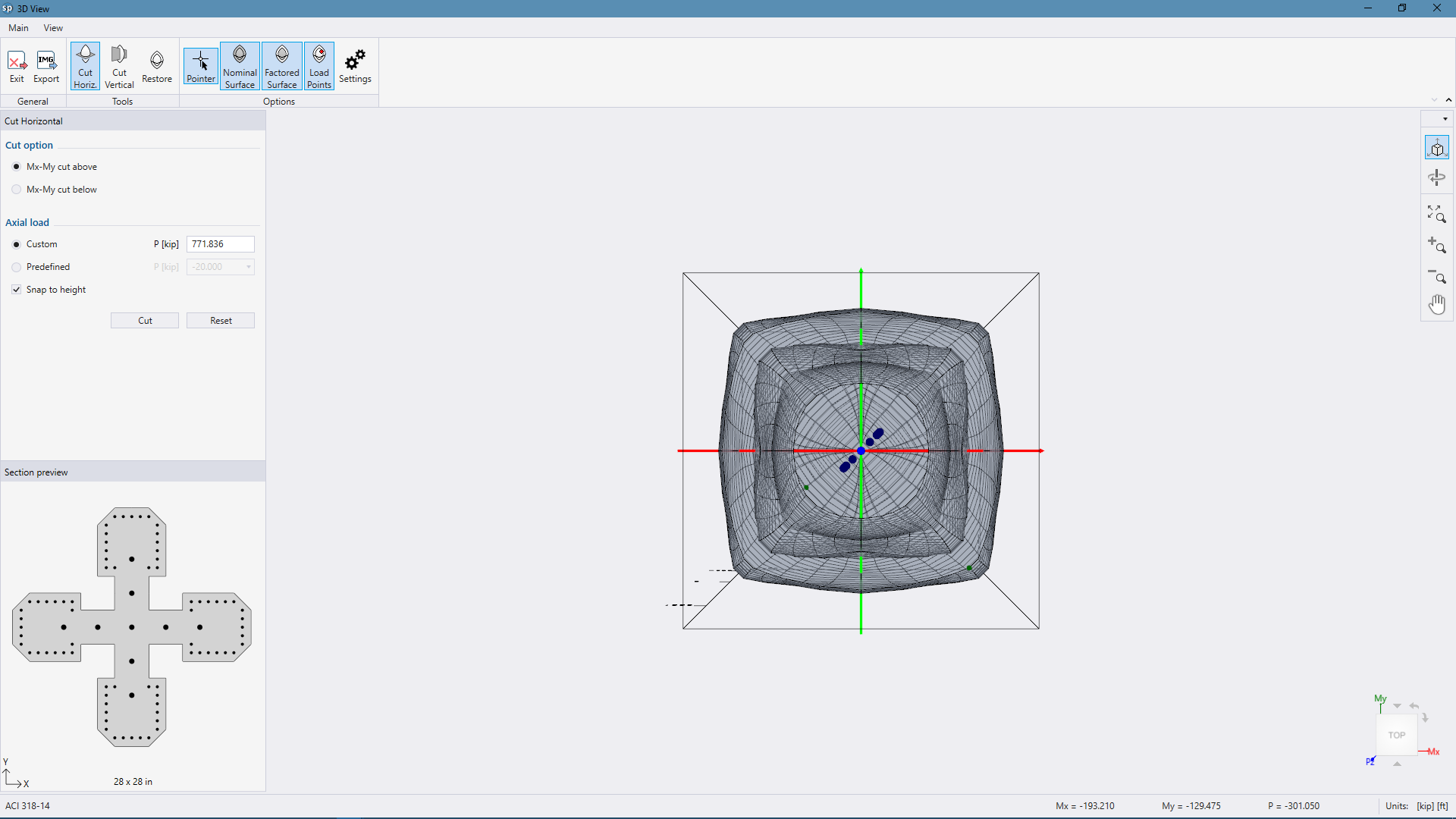 Clover-Shaped-Column-3D-View Interaction Diagram