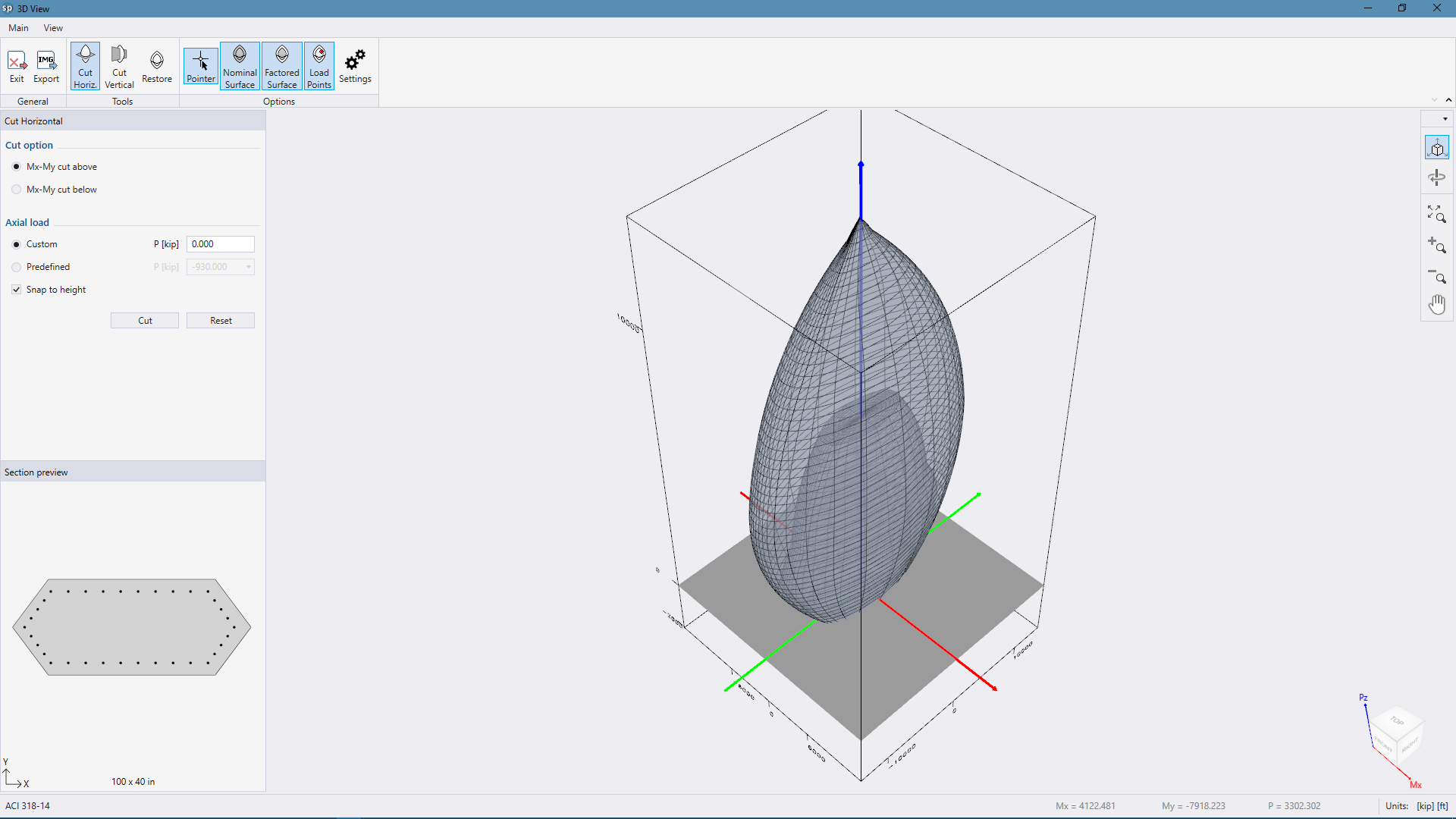 Hexagonal-Bridge-Pier-3D-View Interaction Diagram